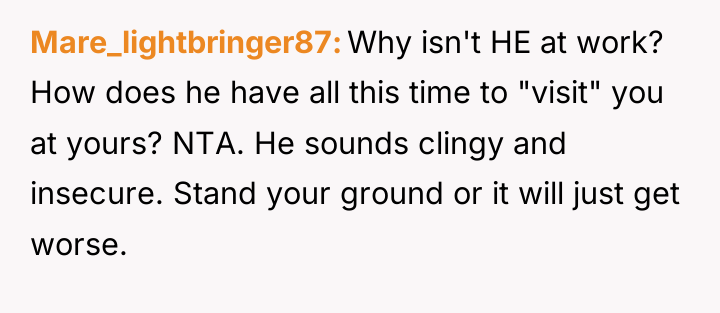 Mare_lightbringer87 Why isn't HE at work? How does he have...