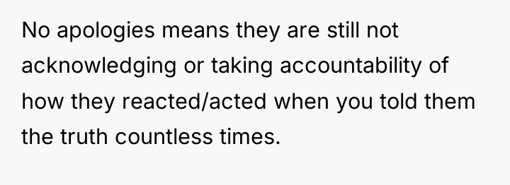 No apologies means they are still not acknowledging or taking...