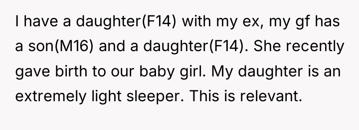 I have a daughter(F14) with my ex, my gf has...