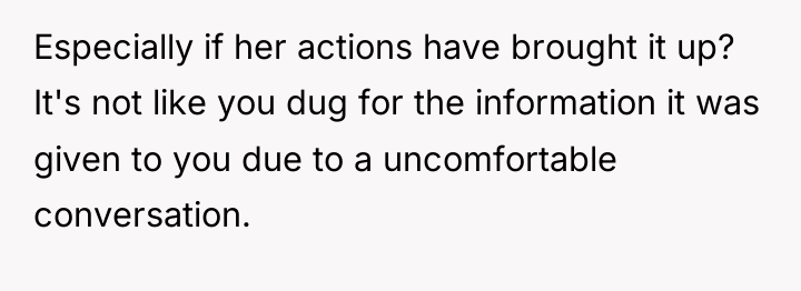 Especially if her actions have brought it up? It's not...