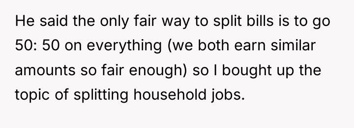 He said the only fair way to split bills is...
