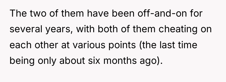 The two of them have been off-and-on for several years,...
