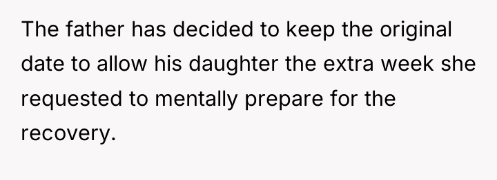 The father has decided to keep the original date to...