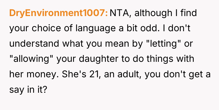 DryEnvironment1007 NTA, although I find your choice of language a...