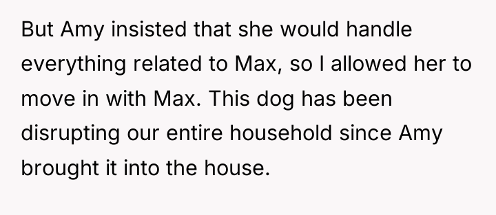 But Amy insisted that she would handle everything related to...