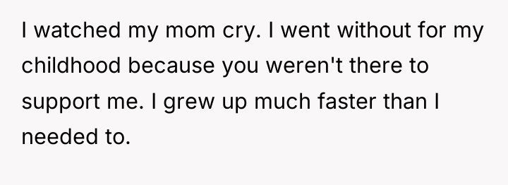 I watched my mom cry. I went without for my...