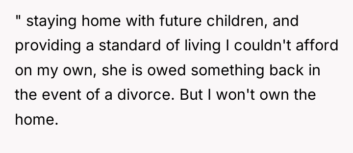 " staying home with future children, and providing a standard...