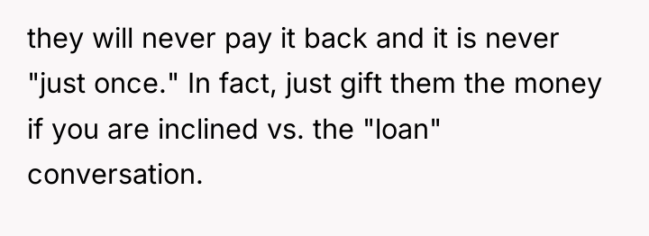 they will never pay it back and it is never...