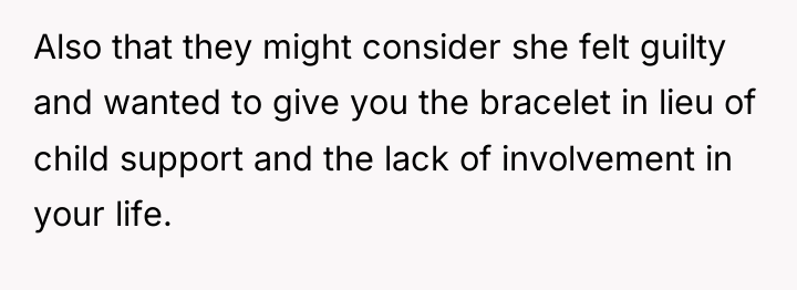 Also that they might consider she felt guilty and wanted...