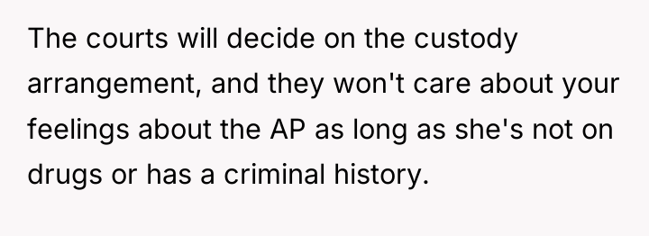 The courts will decide on the custody arrangement, and they...