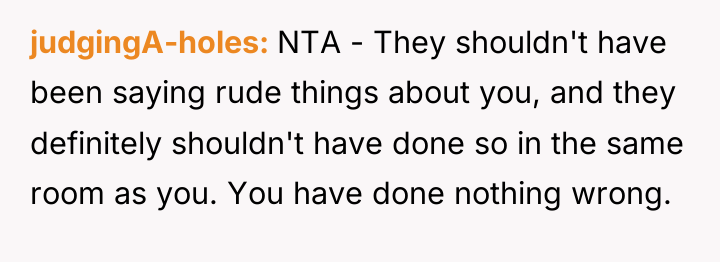 judgingA-holes NTA - They shouldn't have been saying rude things...