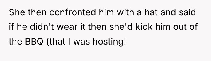 She then confronted him with a hat and said if...