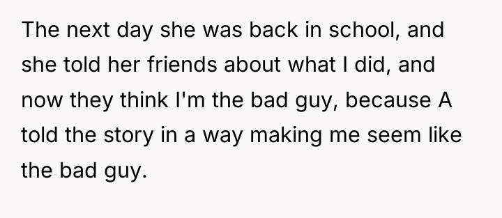 The next day she was back in school, and she...