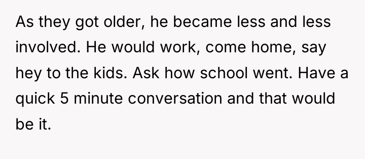 As they got older, he became less and less involved....