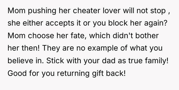 Mom pushing her cheater lover will not stop , she...