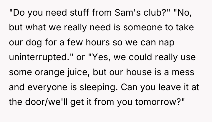 "Do you need stuff from Sam's club?" "No, but what...