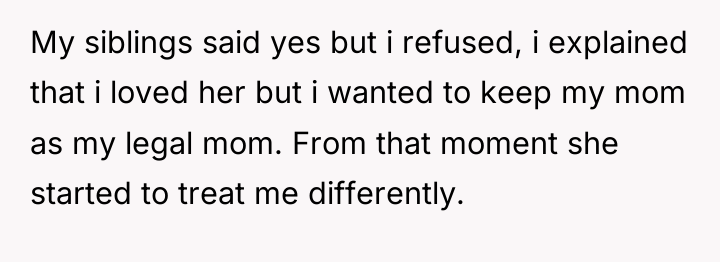 My siblings said yes but i refused, i explained that...