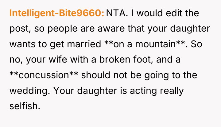Intelligent-Bite9660 NTA. I would edit the post, so people are...