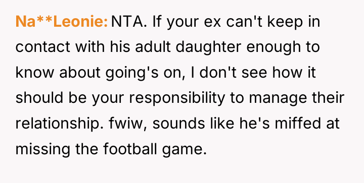 Na**Leonie NTA. If your ex can't keep in contact with...