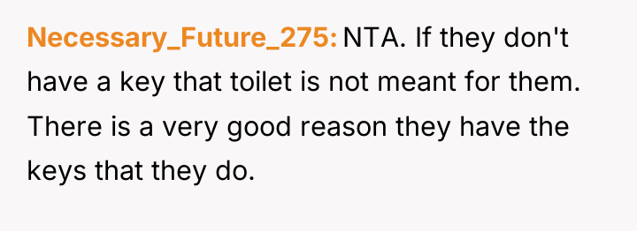 Necessary_Future_275 NTA. If they don't have a key that toilet...