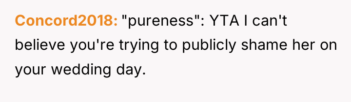 Concord2018 "pureness": YTA I can't believe you're trying to publicly...