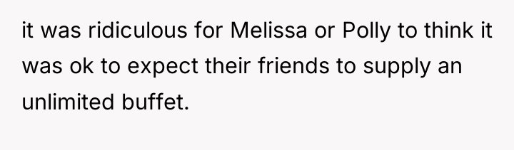 it was ridiculous for Melissa or Polly to think it...