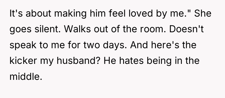 It's about making him feel loved by me." She goes...
