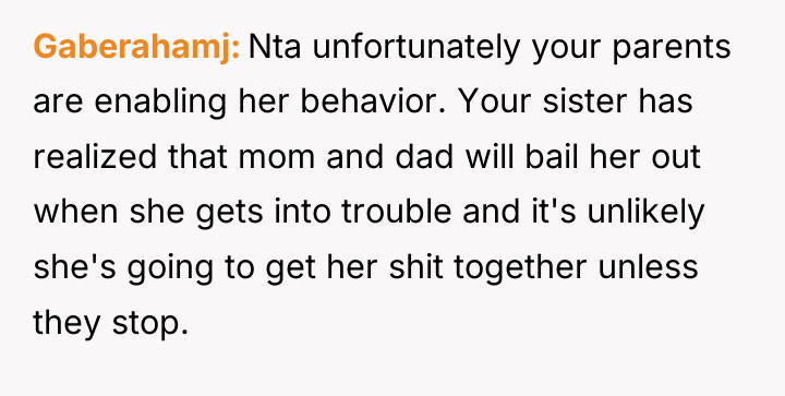 Gaberahamj Nta unfortunately your parents are enabling her behavior. Your...