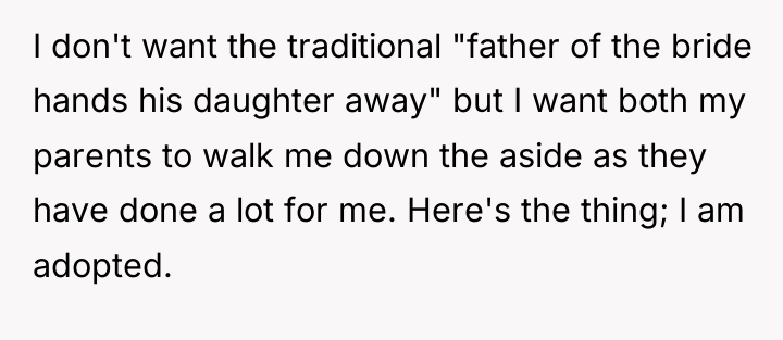 I don't want the traditional "father of the bride hands...