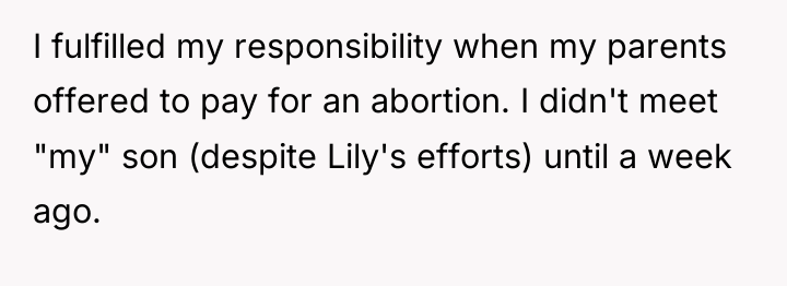 I fulfilled my responsibility when my parents offered to pay...