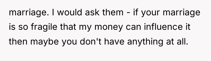 marriage. I would ask them - if your marriage is...
