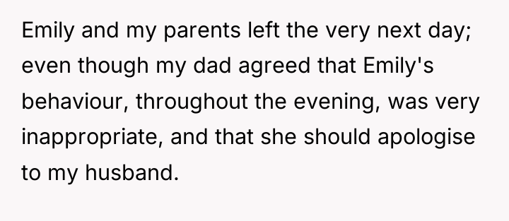 Emily and my parents left the very next day; even...