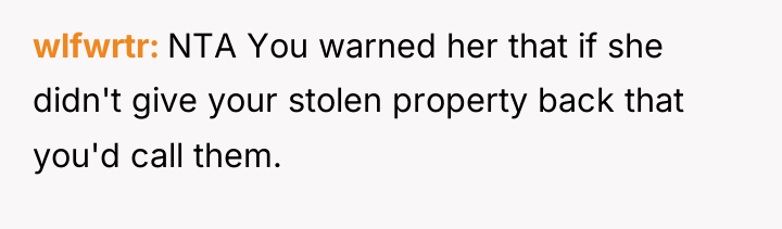 wlfwrtr NTA You warned her that if she didn't give...
