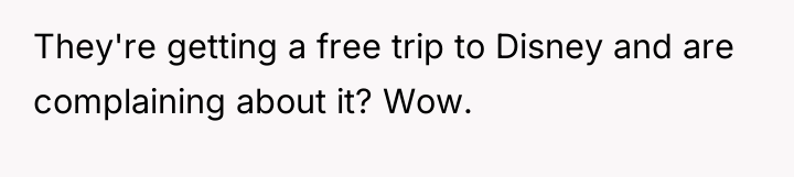 They're getting a free trip to Disney and are complaining...