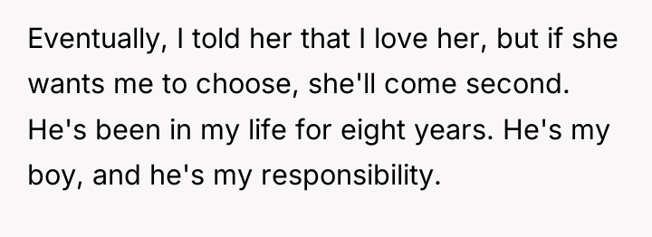 Eventually, I told her that I love her, but if...