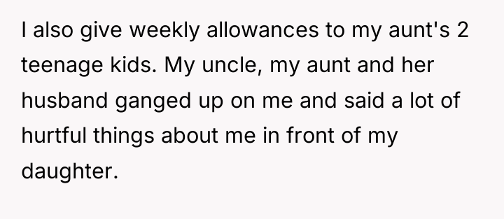 I also give weekly allowances to my aunt's 2 teenage...