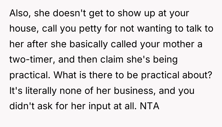 Also, she doesn't get to show up at your house,...