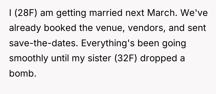 I (28F) am getting married next March. We've already booked...