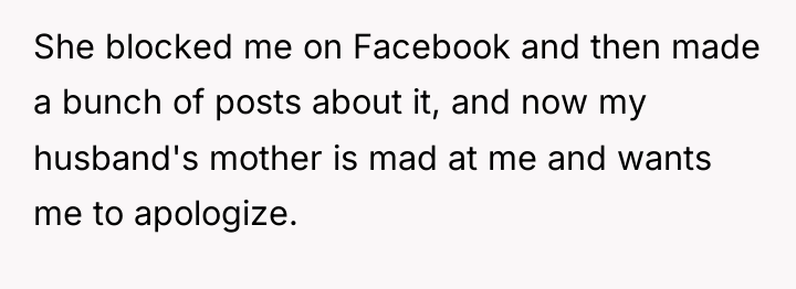 She blocked me on Facebook and then made a bunch...