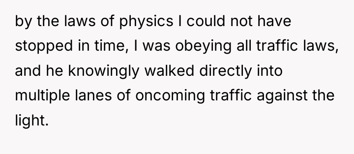 by the laws of physics I could not have stopped...