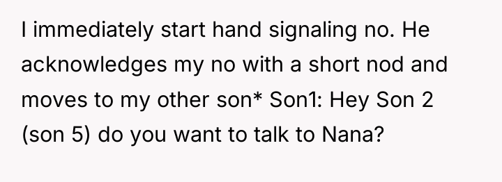 I immediately start hand signaling no. He acknowledges my no...