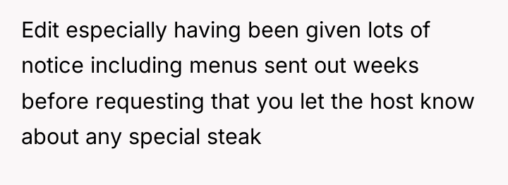Edit especially having been given lots of notice including menus...