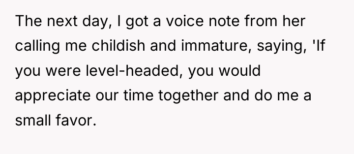 The next day, I got a voice note from her...