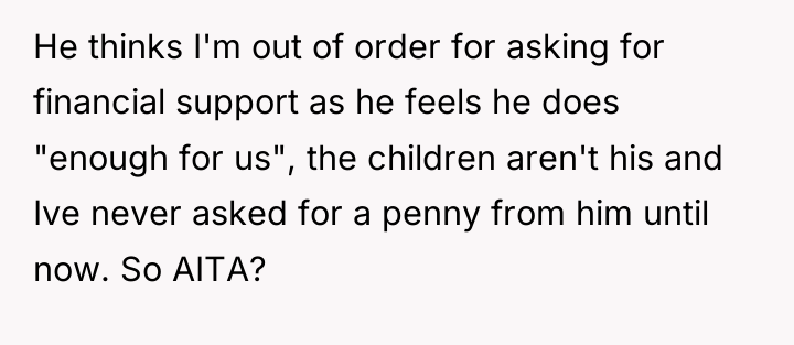 He thinks I'm out of order for asking for financial...