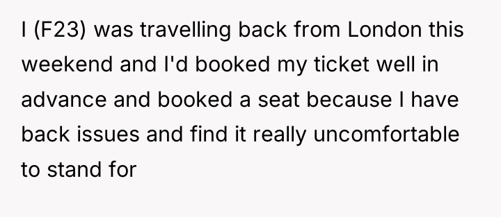 I (F23) was travelling back from London this weekend and...