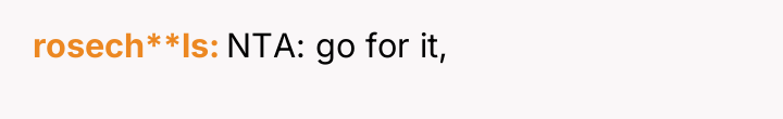 rosech**ls NTA: go for it,