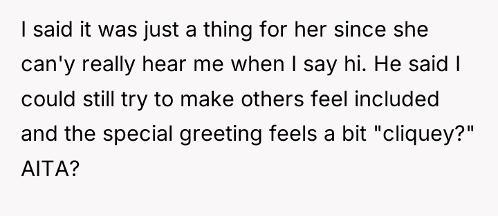 I said it was just a thing for her since...