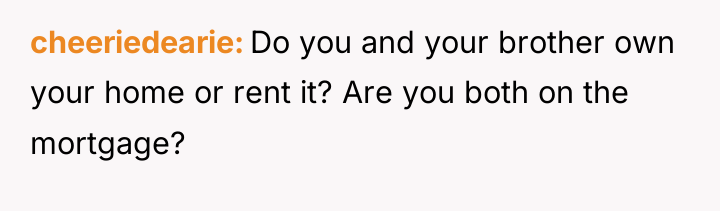 cheeriedearie Do you and your brother own your home or...