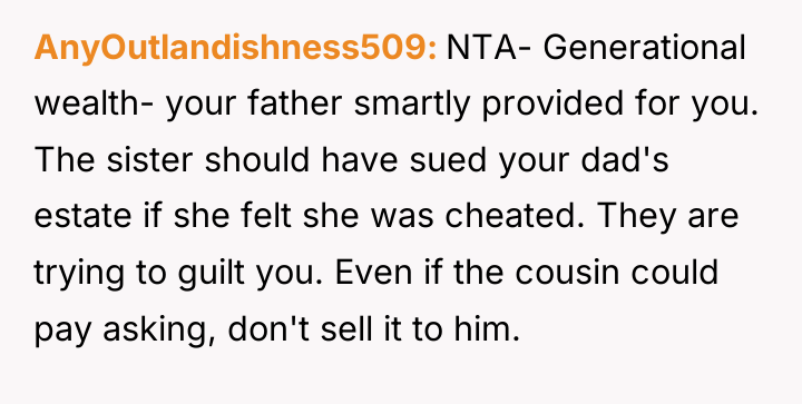AnyOutlandishness509 NTA- Generational wealth- your father smartly provided for you....