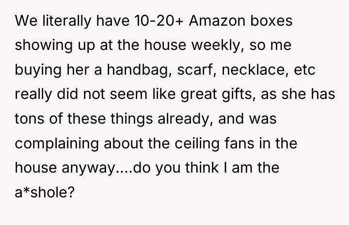 We literally have 10-20+ Amazon boxes showing up at the...